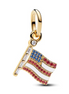 Pandora American Flag Gold-Plated Dangle Charm