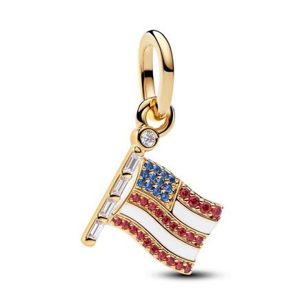 Pandora American Flag Gold-Plated Dangle Charm