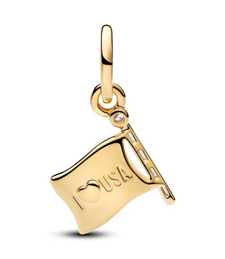 Pandora American Flag Gold-Plated Dangle Charm