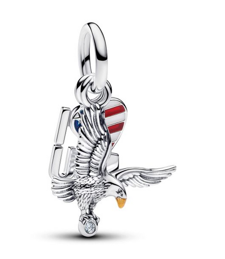 Pandora I Love the USA and Bald Eagle Double Dangle Charm