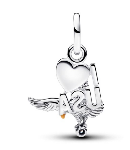 Pandora I Love the USA and Bald Eagle Double Dangle Charm