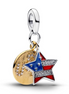 Pandora Two-Tone USA Flag Star Double Dangle Charm