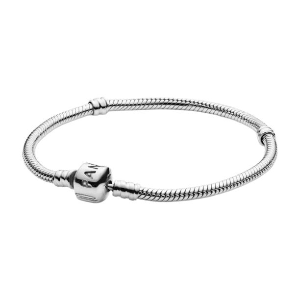 Pandora Moments Barrel Clasp Snake Chain Bracelet Size 19