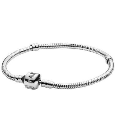 Pandora Moments Barrel Clasp Snake Chain Bracelet Size 19