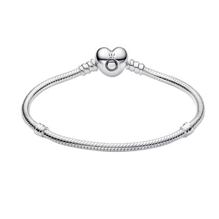 Pandora Moments Heart and Snake Chain Bracelet Size 20