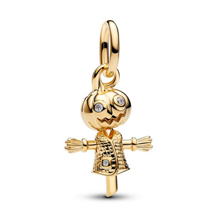 Pandora Pumpkin Scarecrow Gold-Plated Dangle Charm