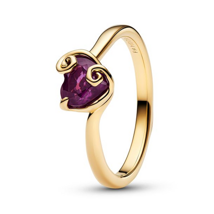 Pandora Disney The Nightmare Before Christmas Sally Purple Heart Gold-Plated Ring Size 6