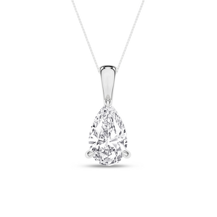Revelation 14K White Gold 2 CTW Lab Grown Diamond Pear Shaped Pendant Solitaire Neklace