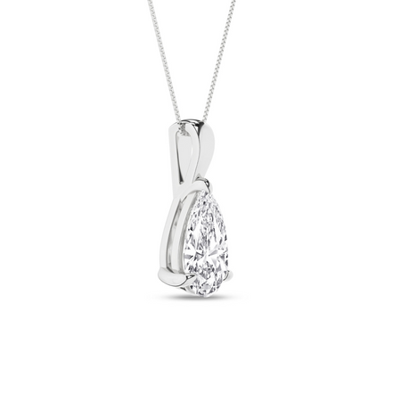 Revelation 14K White Gold 2 CTW Lab Grown Diamond Pear Shaped Pendant Solitaire Neklace