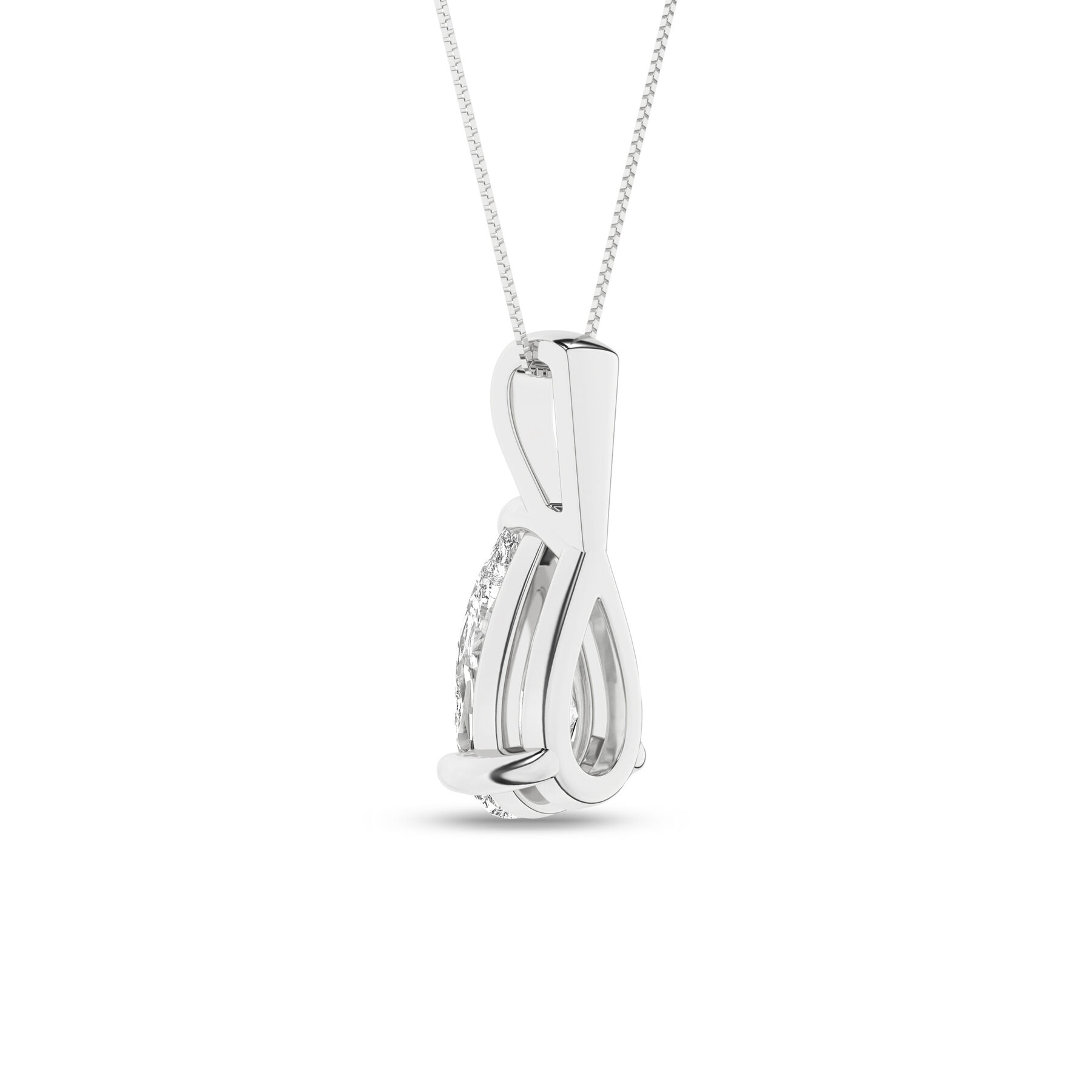 Revelation 14K White Gold 2 CTW Lab Grown Diamond Pear Shaped Pendant Solitaire Neklace