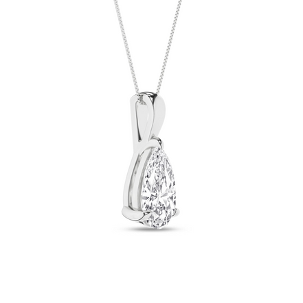 14K White Gold Pear Shaped Solitaire Pendant Necklace