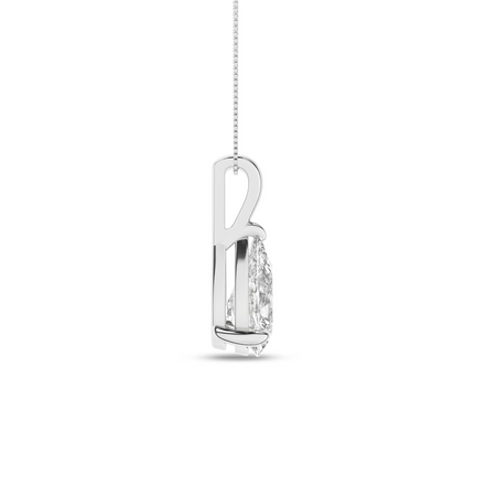14K White Gold Pear Shaped Solitaire Pendant Necklace