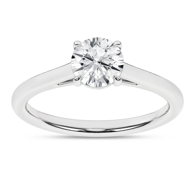 14K White Gold Lab Grown Diamond Round Solitaire Engagement Ring