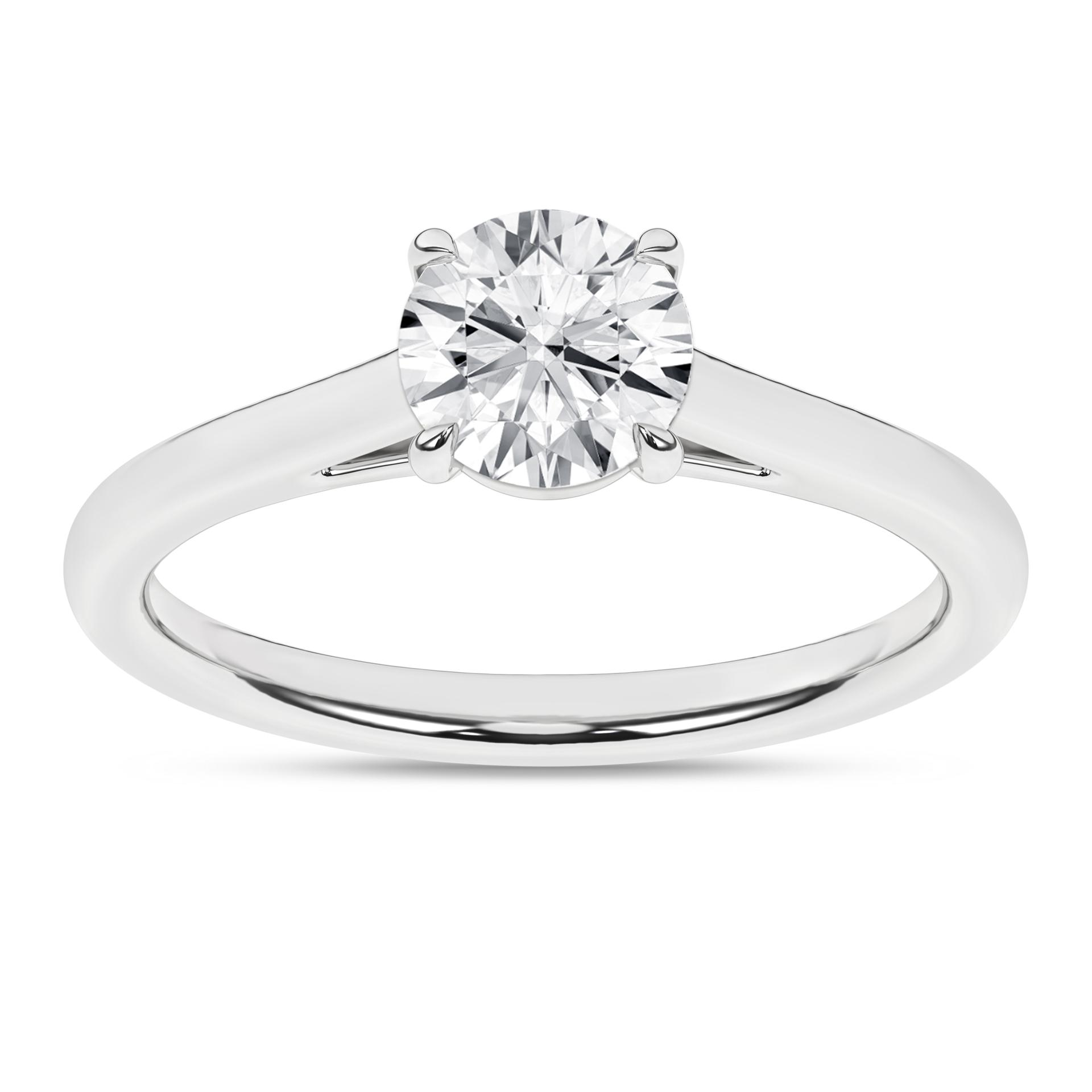 14K White Gold Lab Grown Diamond Round Solitaire Engagement Ring