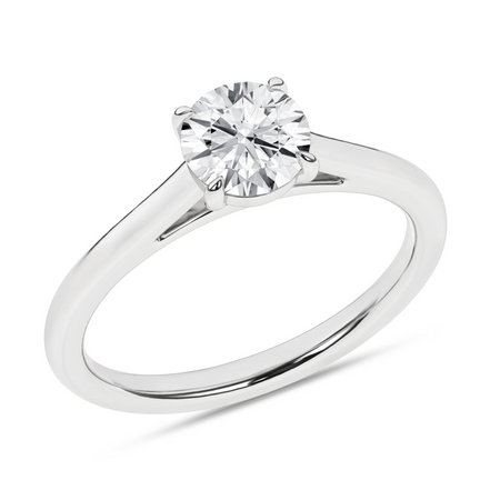 14K White Gold Lab Grown Diamond Round Solitaire Engagement Ring
