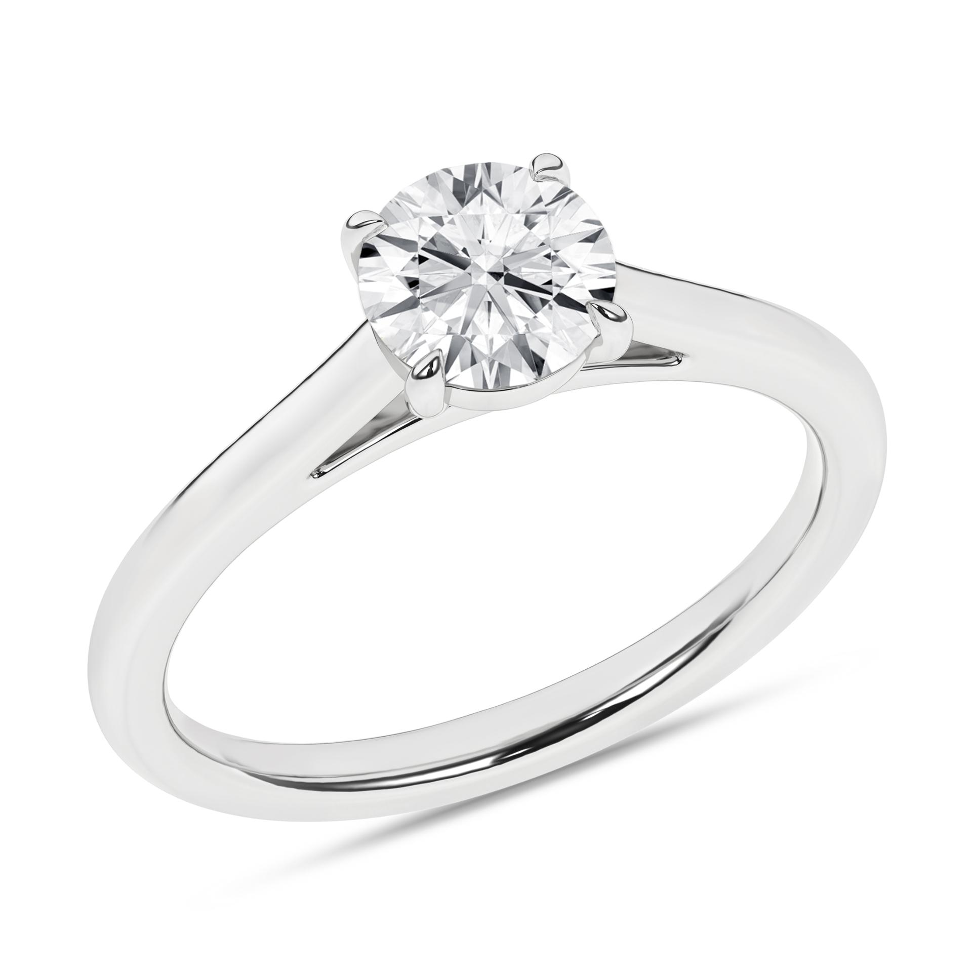 14K White Gold Lab Grown Diamond Round Solitaire Engagement Ring