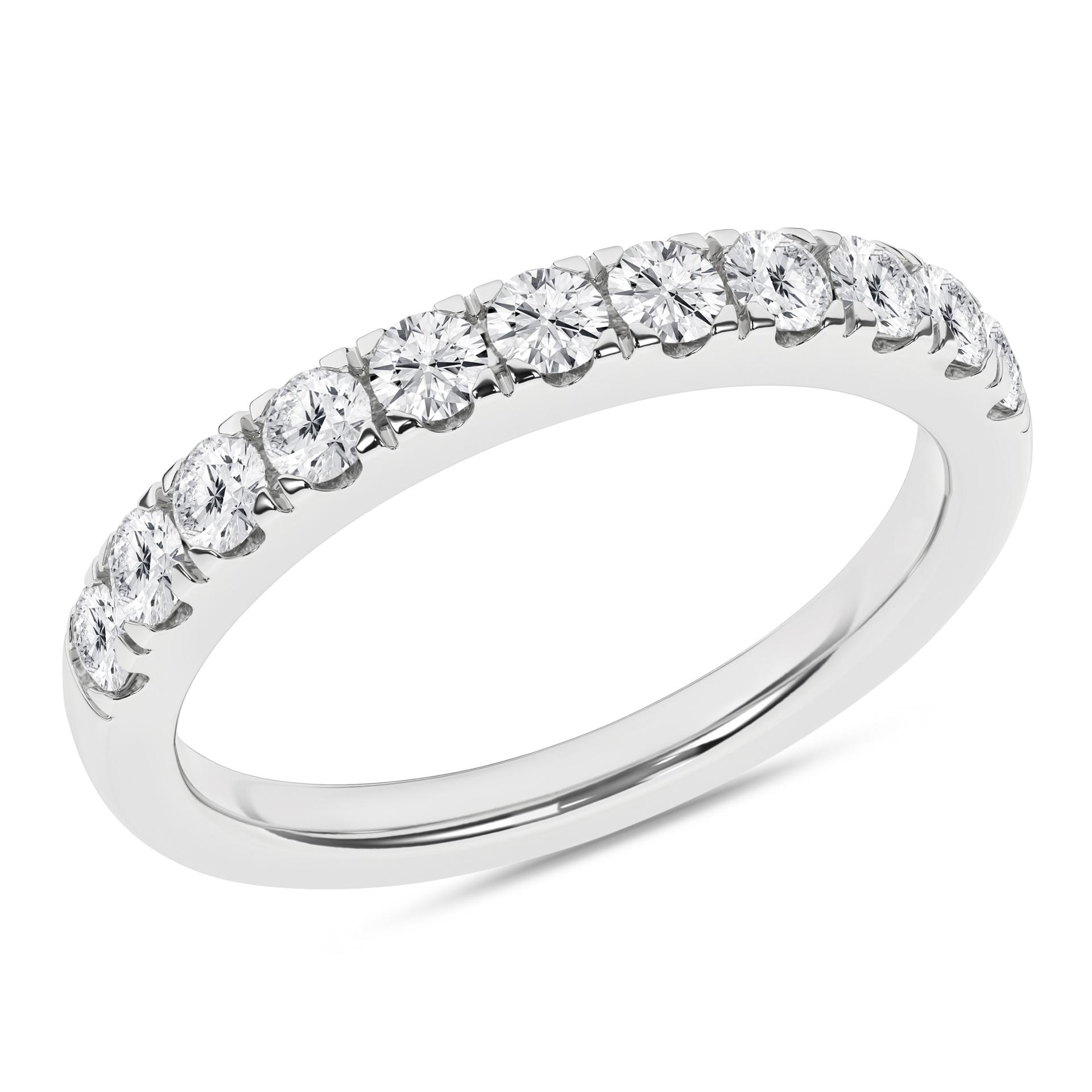 14K White Gold Lab Grown Diamond Round Wedding Band