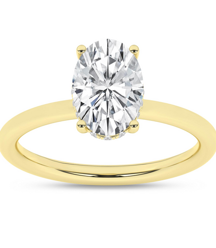 14K Yellow Gold Lab Grown 2 1/10 CTW Oval Diamond Hidden Halo Engagement Ring