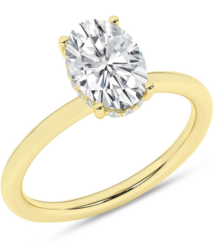 14K Yellow Gold Lab Grown 2 1/10 CTW Oval Diamond Hidden Halo Engagement Ring