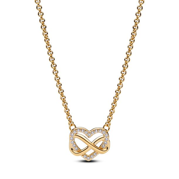 Pandora Sparkling Infinity Heart Collier Gold-Plated Necklace