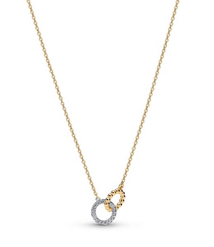 Pandora Beads & Pavé Interlocking Circles Gold-Plated Necklace