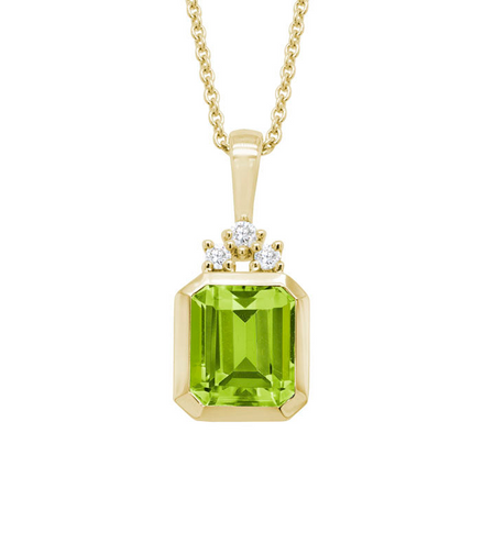 14K Yellow Gold, Peridot and Diamond Pendant Necklace