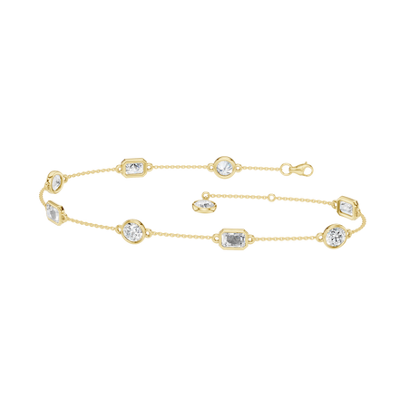 Revelation 14K Yellow Gold 2 CTW Lab Grown Diamond Station Bezel-Set Bracelet