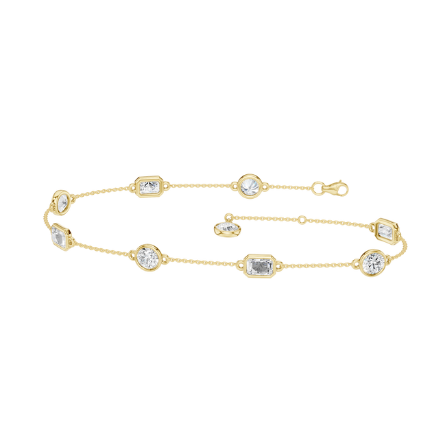 Revelation 14K Yellow Gold 2 CTW Lab Grown Diamond Station Bezel-Set Bracelet