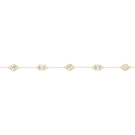 Revelation 14K Yellow Gold 2 CTW Lab Grown Diamond Station Bezel-Set Bracelet
