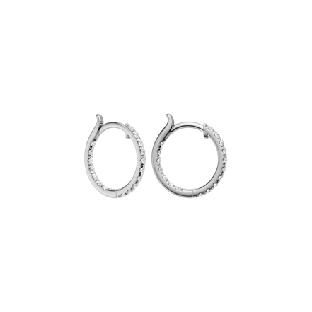 Revelation 14K White Gold 0.50 CTW Lab Grown Diamond Inside/Out Pave' Huggies Hoop Earrings