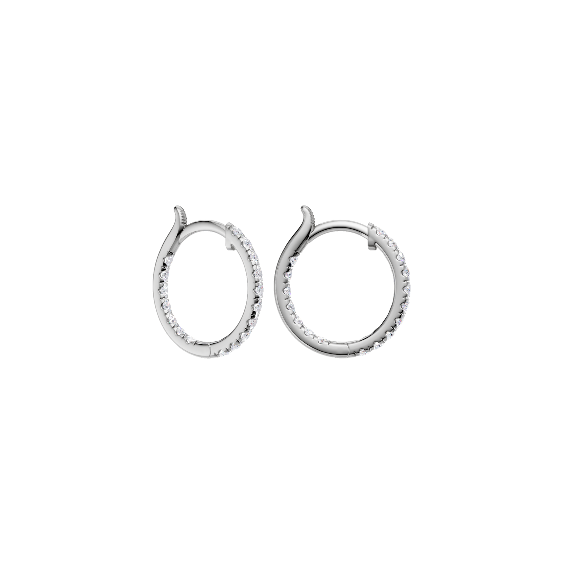 Revelation 14K White Gold 0.50 CTW Lab Grown Diamond Inside/Out Pave' Huggies Hoop Earrings