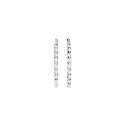 Revelation 14K White Gold 0.50 CTW Lab Grown Diamond Inside/Out Pave' Huggies Hoop Earrings