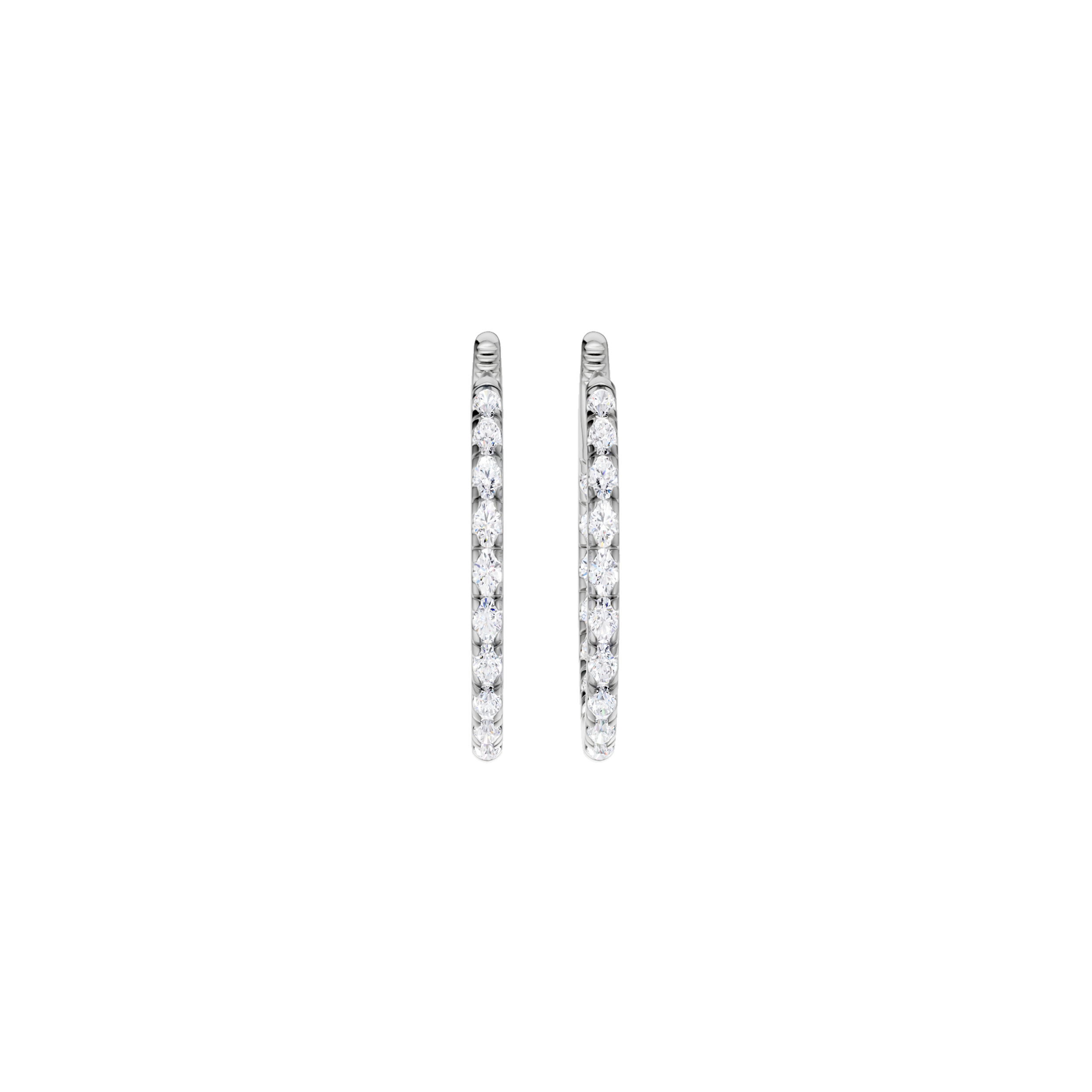 Revelation 14K White Gold 0.50 CTW Lab Grown Diamond Inside/Out Pave' Huggies Hoop Earrings