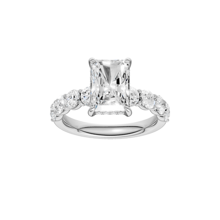 Revelation 14K White Gold 3.33 CTW Radiant Cut Semi-Eternity Engagement Ring