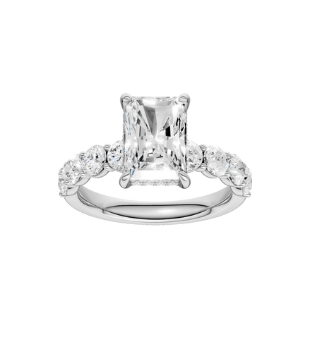 Revelation 14K White Gold 3.33 CTW Radiant Cut Semi-Eternity Engagement Ring