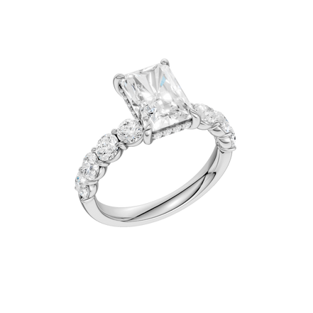 Revelation 14K White Gold 3.33 CTW Radiant Cut Semi-Eternity Engagement Ring