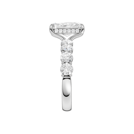 Revelation 14K White Gold 3.33 CTW Radiant Cut Semi-Eternity Engagement Ring