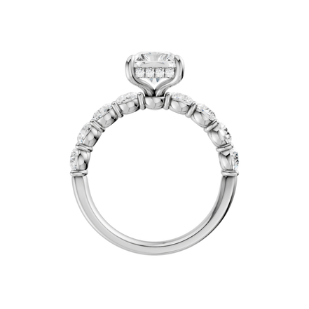 Revelation 14K White Gold 3.33 CTW Radiant Cut Semi-Eternity Engagement Ring
