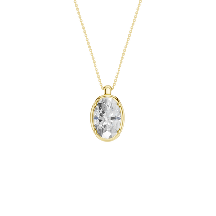 Revelation 14K Yellow Gold 2 CTW Lab Grown Diamond Oval Shaped Illusiuon Bezel Pendant Necklace