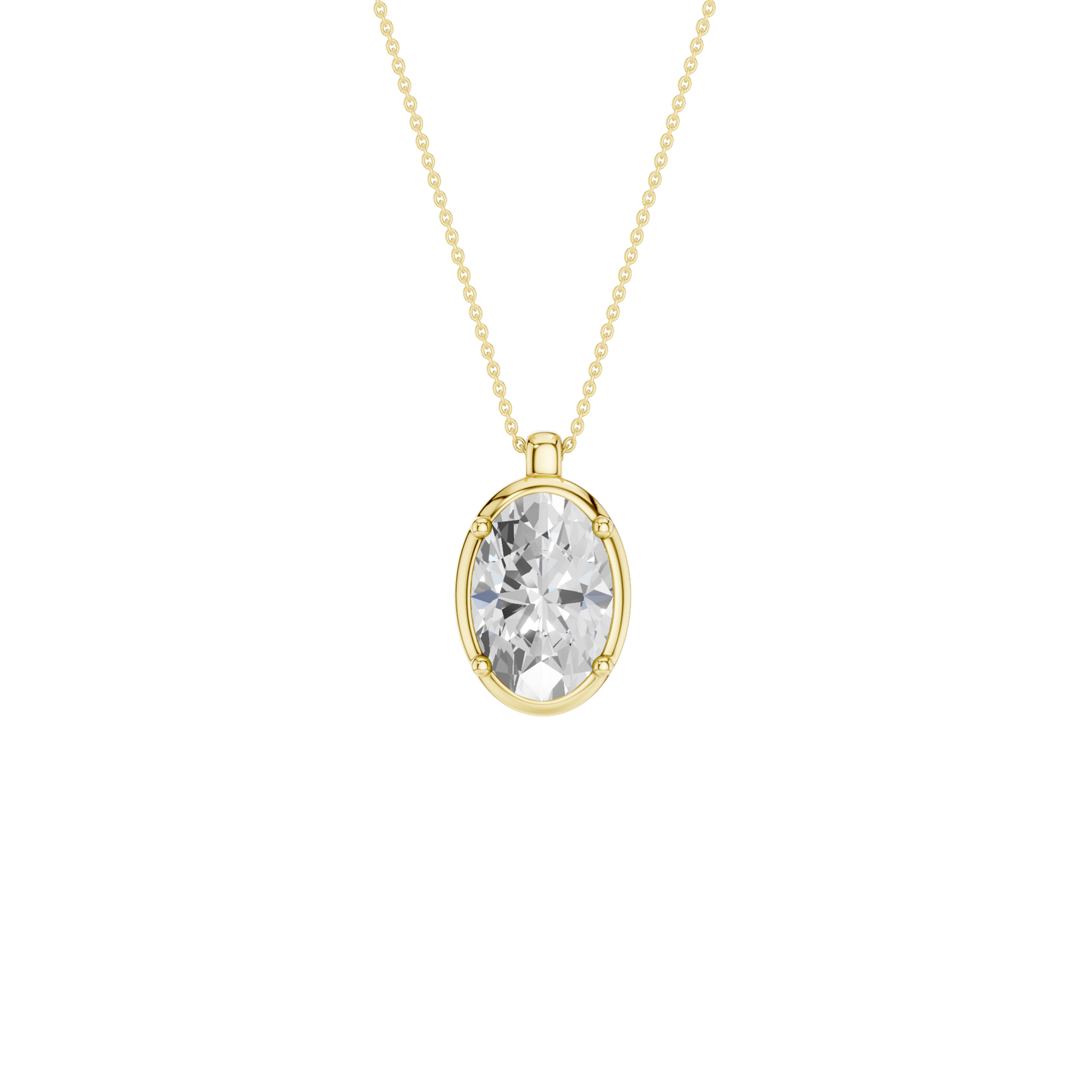 Revelation 14K Yellow Gold 2 CTW Lab Grown Diamond Oval Shaped Illusiuon Bezel Pendant Necklace