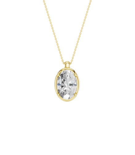 Revelation 14K Yellow Gold 2 CTW Lab Grown Diamond Oval Shaped Illusiuon Bezel Pendant Necklace