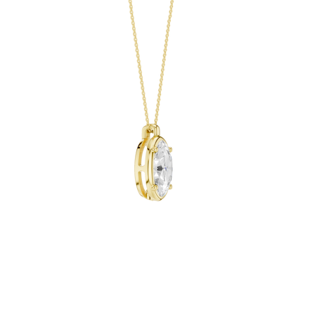 Revelation 14K Yellow Gold 2 CTW Lab Grown Diamond Oval Shaped Illusiuon Bezel Pendant Necklace