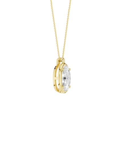 Revelation 14K Yellow Gold 2 CTW Lab Grown Diamond Oval Shaped Illusiuon Bezel Pendant Necklace