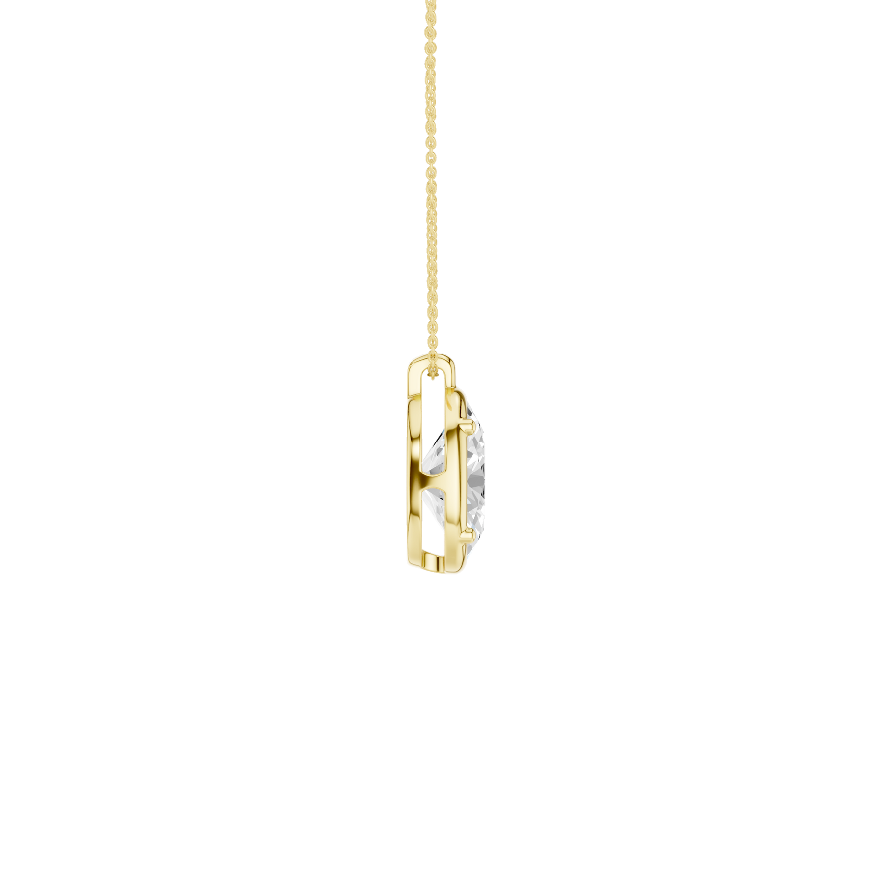 Revelation 14K Yellow Gold 2 CTW Lab Grown Diamond Oval Shaped Illusiuon Bezel Pendant Necklace