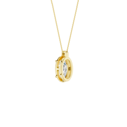 Revelation 14K Yellow Gold 2 CTW Lab Grown Diamond Oval Shaped Illusiuon Bezel Pendant Necklace