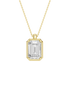 Revelation 14K Yellow Gold 2 CTW Lab Grown Diamond Emerald Cut Illusion Bezel Pendant Necklace