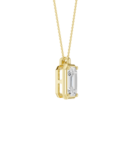 Revelation 14K Yellow Gold 2 CTW Lab Grown Diamond Emerald Cut Illusion Bezel Pendant Necklace