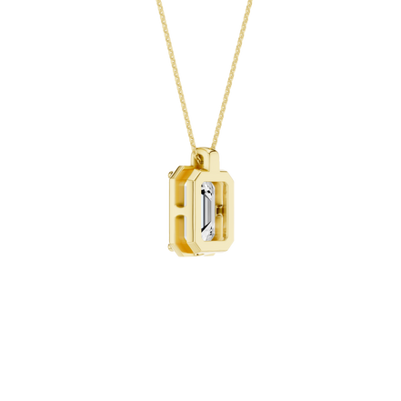 Revelation 14K Yellow Gold 2 CTW Lab Grown Diamond Emerald Cut Illusion Bezel Pendant Necklace