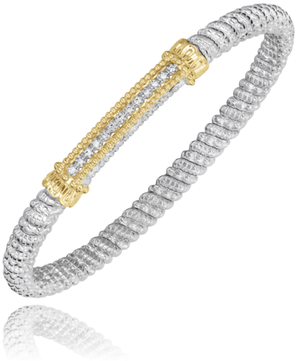 Vahan Silver and 14K Yellow Gold 0.10 CTW Diamond Closed Band Bracelet