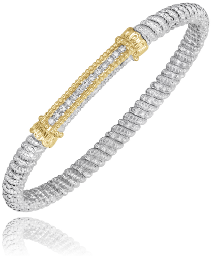 Vahan Silver and 14K Yellow Gold 0.10 CTW Diamond Closed Band Bracelet